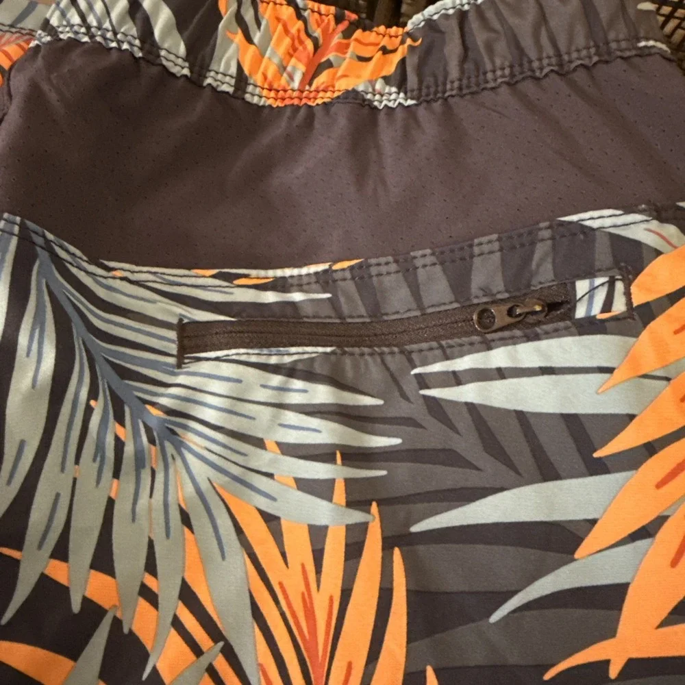 Speedo Swim Trunks Men's XL Blue Orange Tropical Print Elastic‎ Waist